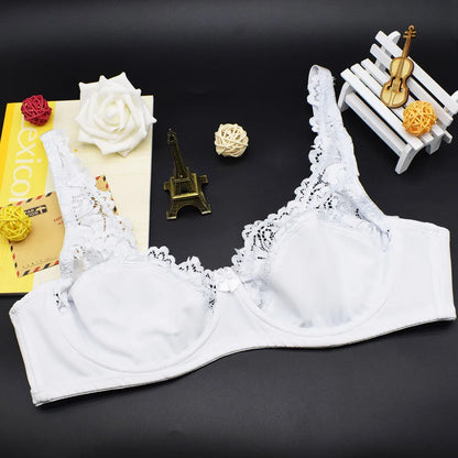 Bras For Womens Lingerie Top Female Lace Bra Underwire Plus Size Brassiere Perspective Sexy Underwear B C D DD E F Cup