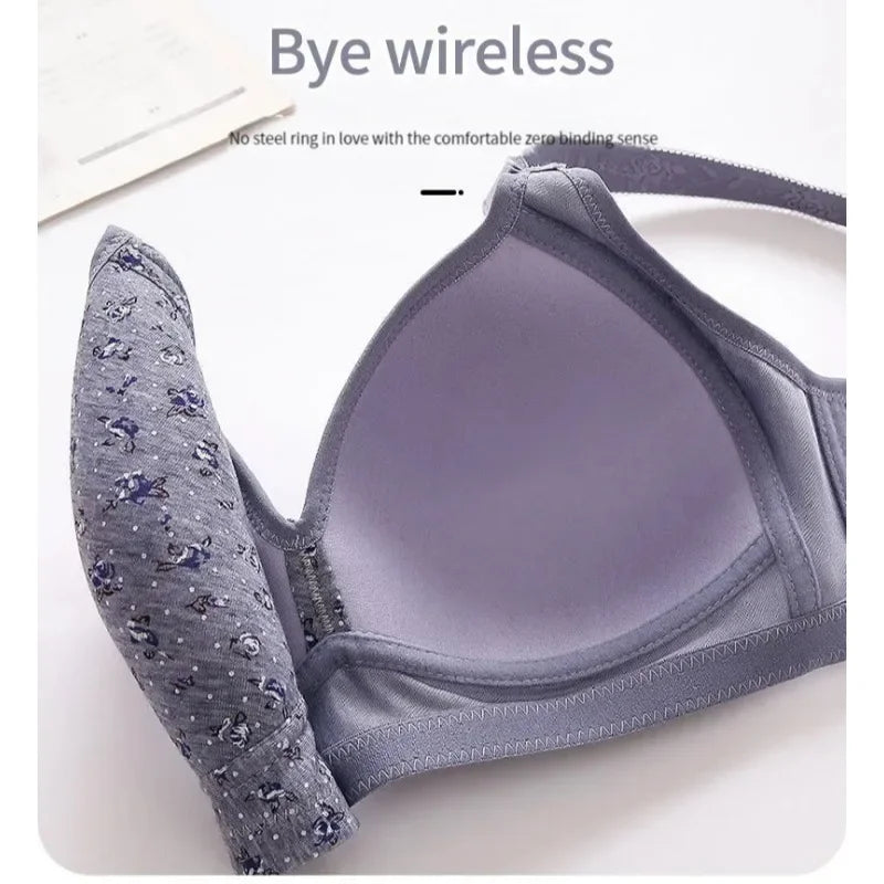Bras for Women Comfortable Breathable Tops No Steel Ring Printed Bra Push Up Bra Gathering Large Size CD Cup Lingerie Brassiere