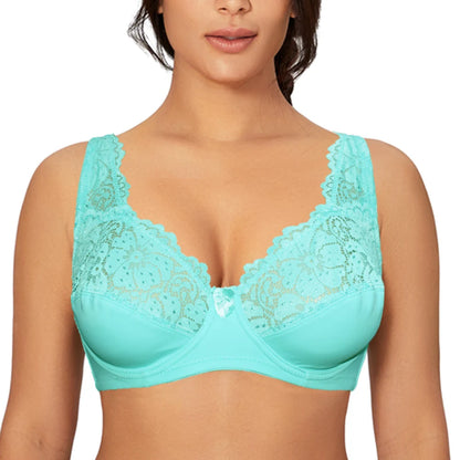 Bras For Womens Lingerie Top Female Lace Bra Underwire Plus Size Brassiere Perspective Sexy Underwear B C D DD E F Cup