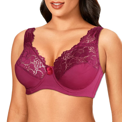 Bras For Womens Lingerie Top Female Lace Bra Underwire Plus Size Brassiere Perspective Sexy Underwear B C D DD E F Cup