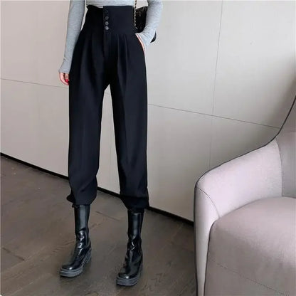 Pants Women Trendy Harem Full Length Trousers Solid High Waist Leisure All-match Newest Popular Classic Daily Vintage Streetwear