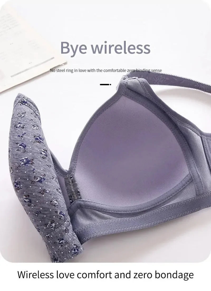 Bras for Women Comfortable Breathable Tops No Steel Ring Printed Bra Push Up Bra Gathering Large Size CD Cup Lingerie Brassiere