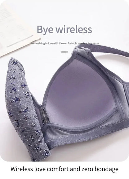 Bras for Women Comfortable Breathable Tops No Steel Ring Printed Bra Push Up Bra Gathering Large Size CD Cup Lingerie Brassiere