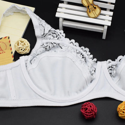 Bras For Womens Lingerie Top Female Lace Bra Underwire Plus Size Brassiere Perspective Sexy Underwear B C D DD E F Cup