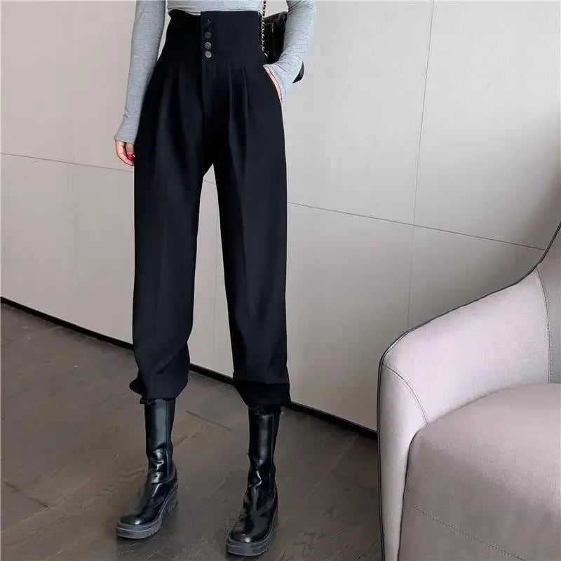 Pants Women Trendy Harem Full Length Trousers Solid High Waist Leisure All-match Newest Popular Classic Daily Vintage Streetwear