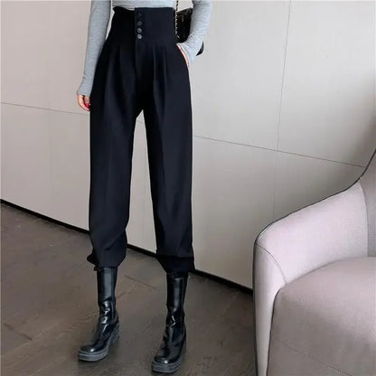 Pants Women Trendy Harem Full Length Trousers Solid High Waist Leisure All-match Newest Popular Classic Daily Vintage Streetwear
