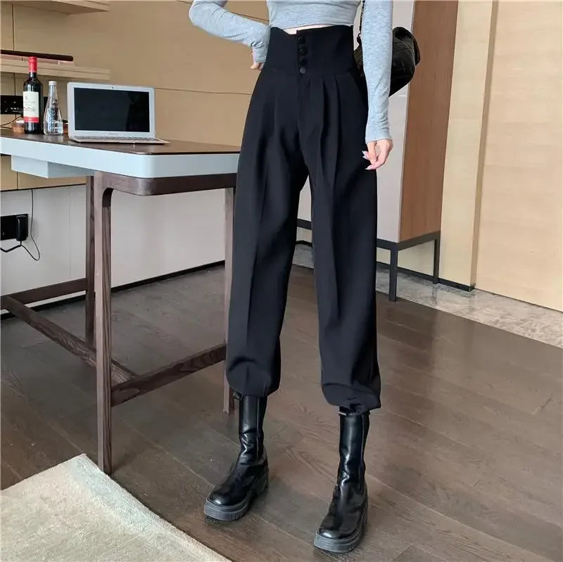 Pants Women Trendy Harem Full Length Trousers Solid High Waist Leisure All-match Newest Popular Classic Daily Vintage Streetwear