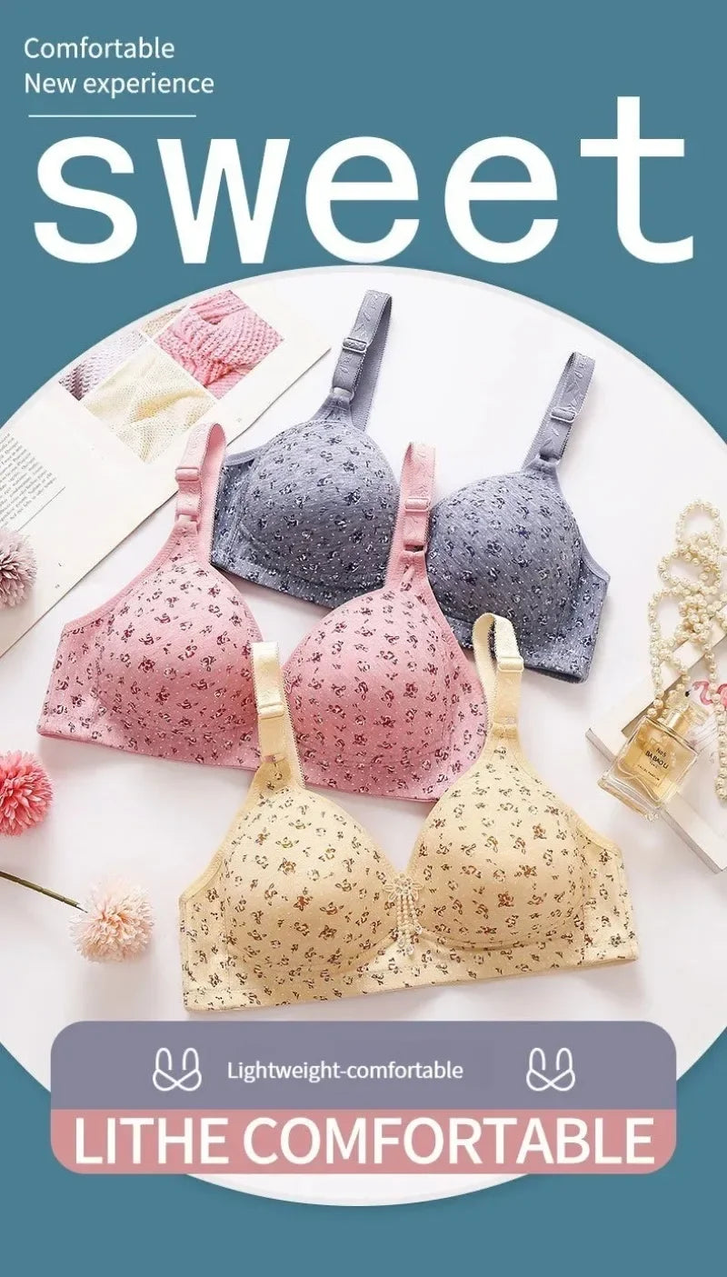 Bras for Women Comfortable Breathable Tops No Steel Ring Printed Bra Push Up Bra Gathering Large Size CD Cup Lingerie Brassiere