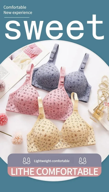 Bras for Women Comfortable Breathable Tops No Steel Ring Printed Bra Push Up Bra Gathering Large Size CD Cup Lingerie Brassiere