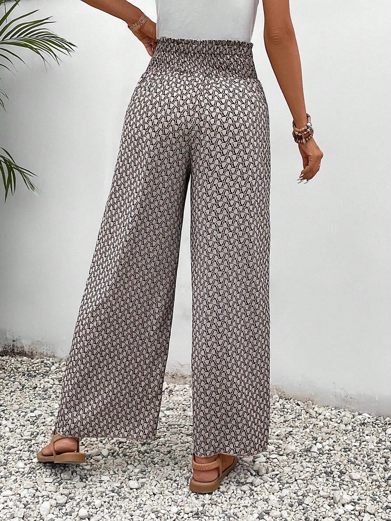 Women's Pants 2025 Summer New Fashion Floral Side Wide Leg Skirt Pants Calça Feminina Pantalon Mujer Pantaloni Lange Hosen