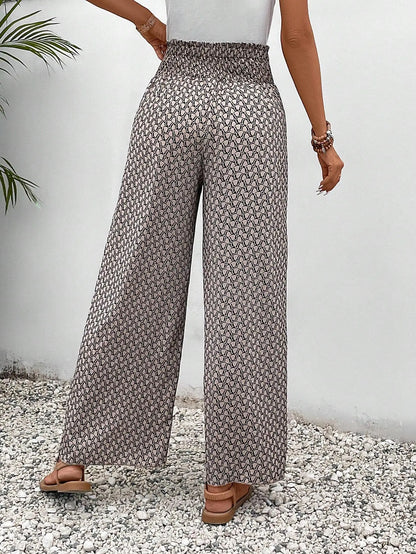 Women's Pants 2025 Summer New Fashion Floral Side Wide Leg Skirt Pants Calça Feminina Pantalon Mujer Pantaloni Lange Hosen