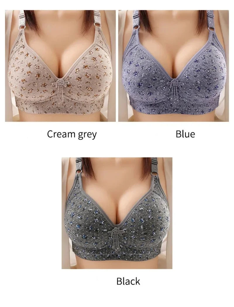 Bras for Women Comfortable Breathable Tops No Steel Ring Printed Bra Push Up Bra Gathering Large Size CD Cup Lingerie Brassiere