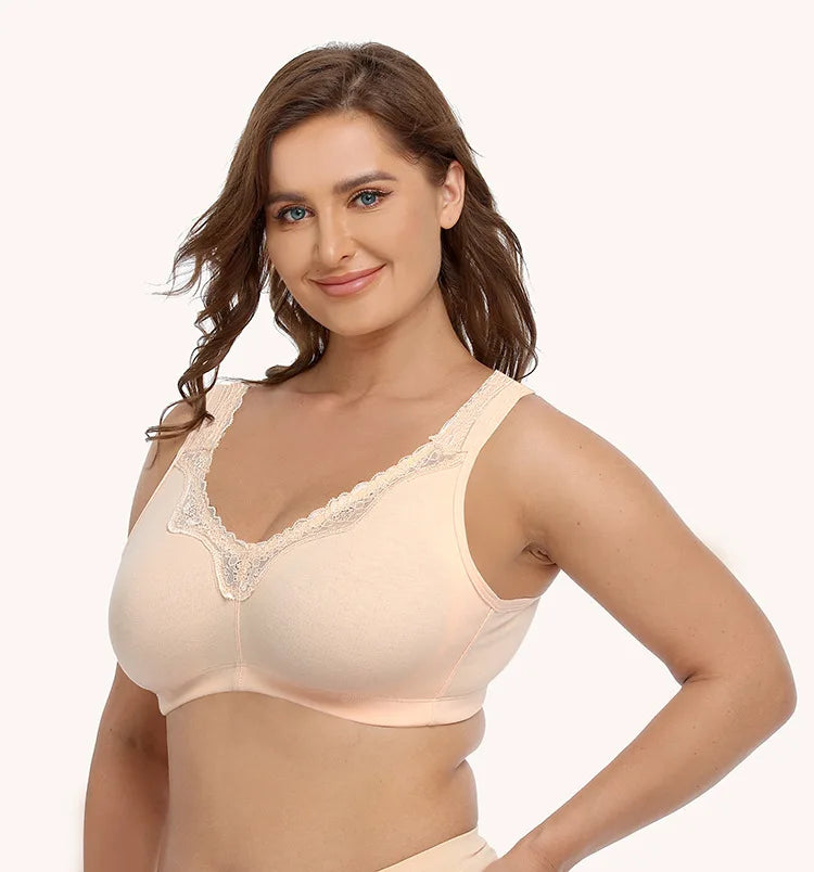 Bras  for Women  New Plus Size Underwear 95% Cotton Full Large Cup Comfortable Seamless Wireless Ultra-thin  Brassiere 115DEF