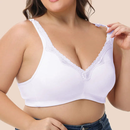 Bras  for Women  New Plus Size Underwear 95% Cotton Full Large Cup Comfortable Seamless Wireless Ultra-thin  Brassiere 115DEF