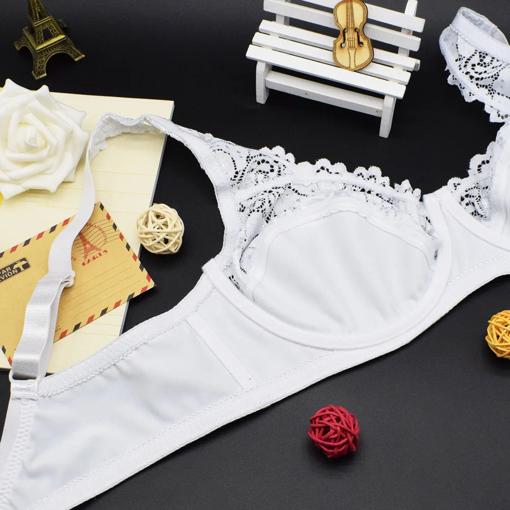 Bras For Womens Lingerie Top Female Lace Bra Underwire Plus Size Brassiere Perspective Sexy Underwear B C D DD E F Cup