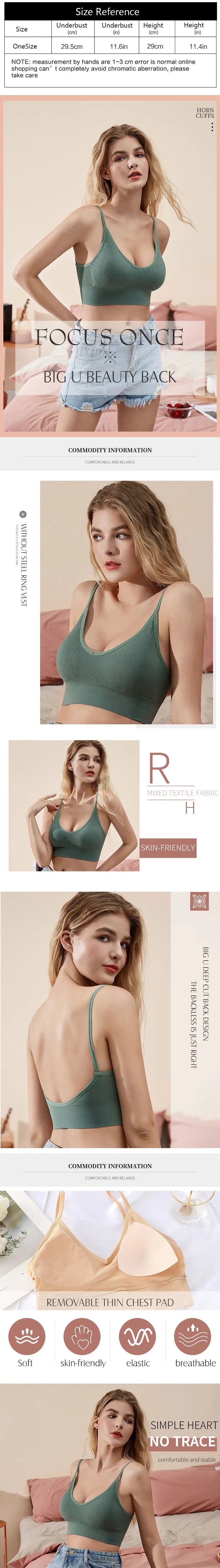 Bras for Women Sexy Seamless Bra U Type Backless Push Up Bralette Women Female Wireless Solid Wire Free Brassiere