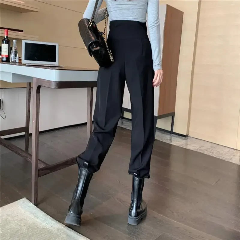 Pants Women Trendy Harem Full Length Trousers Solid High Waist Leisure All-match Newest Popular Classic Daily Vintage Streetwear