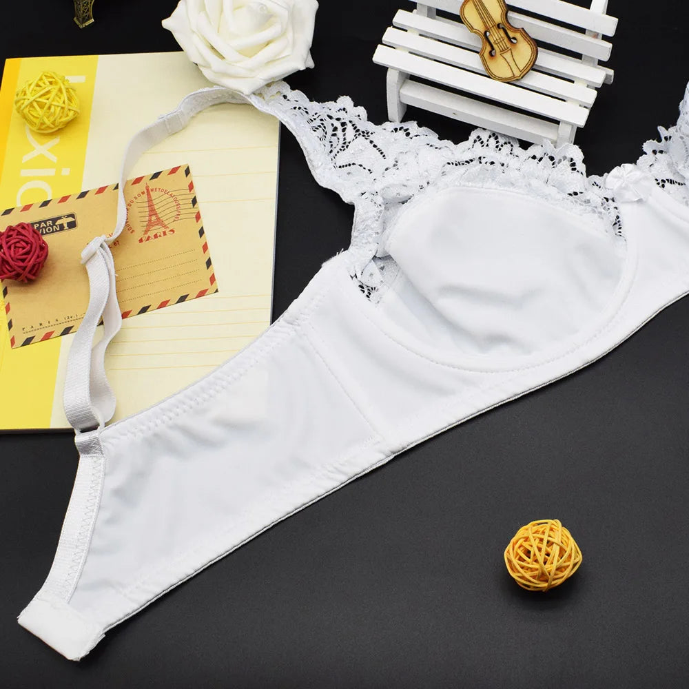 Bras For Womens Lingerie Top Female Lace Bra Underwire Plus Size Brassiere Perspective Sexy Underwear B C D DD E F Cup