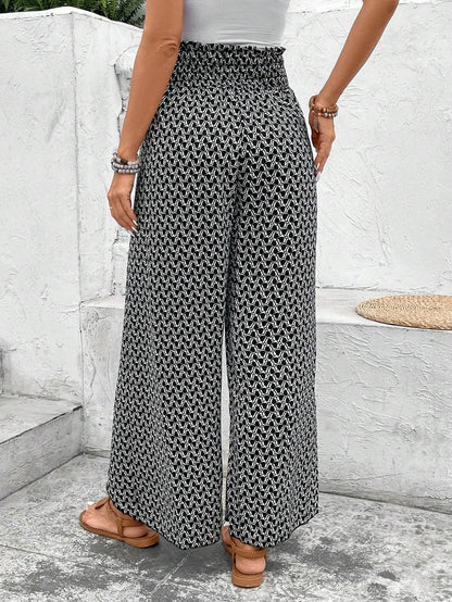 Women's Pants 2025 Summer New Fashion Floral Side Wide Leg Skirt Pants Calça Feminina Pantalon Mujer Pantaloni Lange Hosen