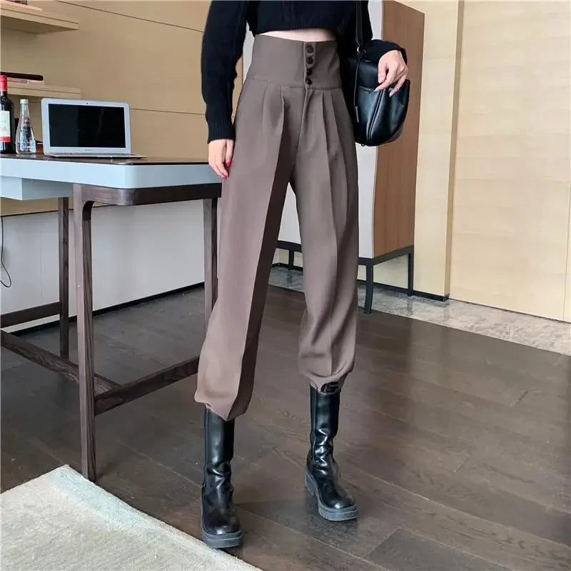 Pants Women Trendy Harem Full Length Trousers Solid High Waist Leisure All-match Newest Popular Classic Daily Vintage Streetwear