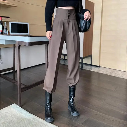 Pants Women Trendy Harem Full Length Trousers Solid High Waist Leisure All-match Newest Popular Classic Daily Vintage Streetwear