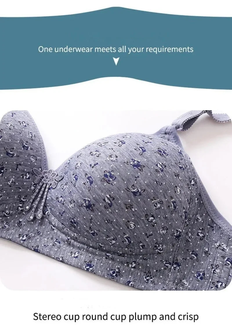 Bras for Women Comfortable Breathable Tops No Steel Ring Printed Bra Push Up Bra Gathering Large Size CD Cup Lingerie Brassiere
