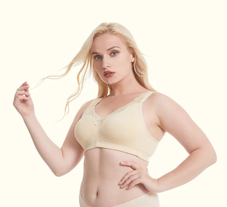 Bras  for Women  New Plus Size Underwear 95% Cotton Full Large Cup Comfortable Seamless Wireless Ultra-thin  Brassiere 115DEF