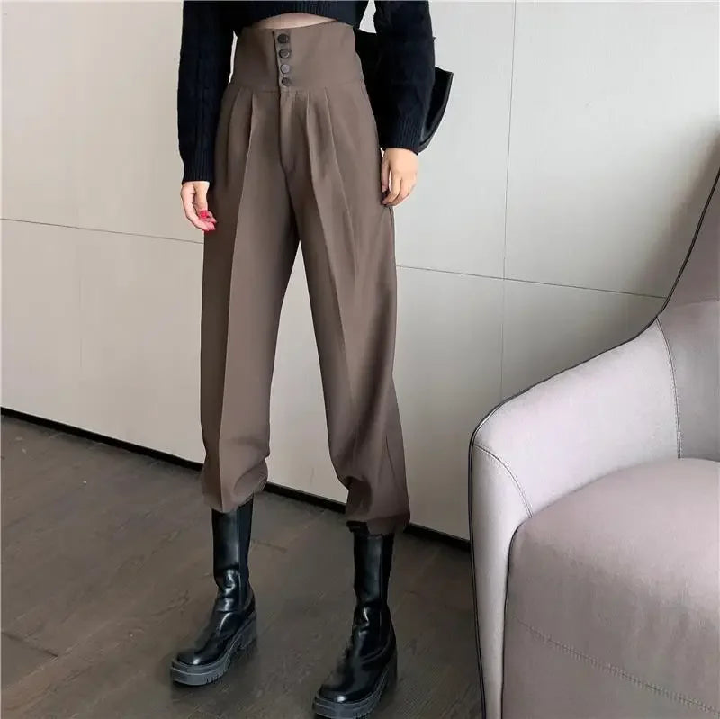 Pants Women Trendy Harem Full Length Trousers Solid High Waist Leisure All-match Newest Popular Classic Daily Vintage Streetwear