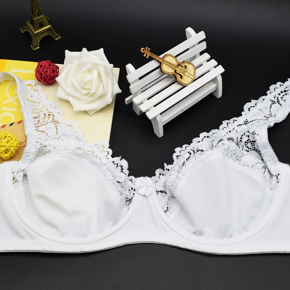 Bras For Womens Lingerie Top Female Lace Bra Underwire Plus Size Brassiere Perspective Sexy Underwear B C D DD E F Cup