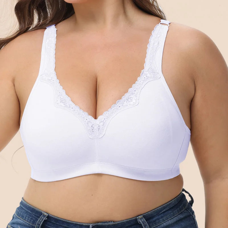 Bras  for Women  New Plus Size Underwear 95% Cotton Full Large Cup Comfortable Seamless Wireless Ultra-thin  Brassiere 115DEF