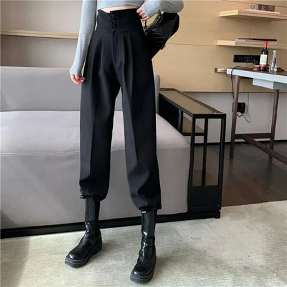 Pants Women Trendy Harem Full Length Trousers Solid High Waist Leisure All-match Newest Popular Classic Daily Vintage Streetwear