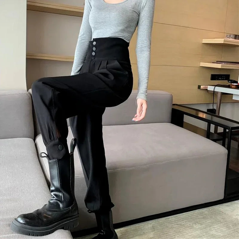 Pants Women Trendy Harem Full Length Trousers Solid High Waist Leisure All-match Newest Popular Classic Daily Vintage Streetwear