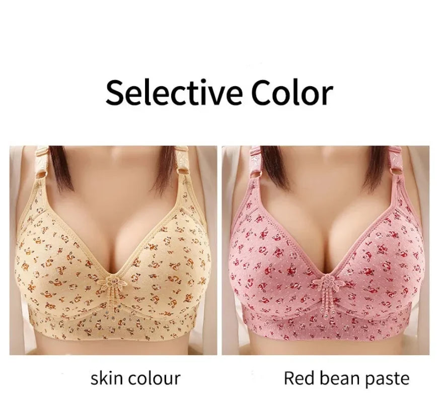 Bras for Women Comfortable Breathable Tops No Steel Ring Printed Bra Push Up Bra Gathering Large Size CD Cup Lingerie Brassiere