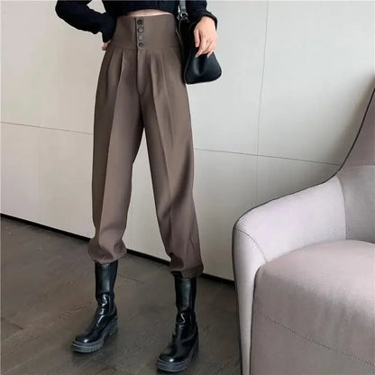 Pants Women Trendy Harem Full Length Trousers Solid High Waist Leisure All-match Newest Popular Classic Daily Vintage Streetwear