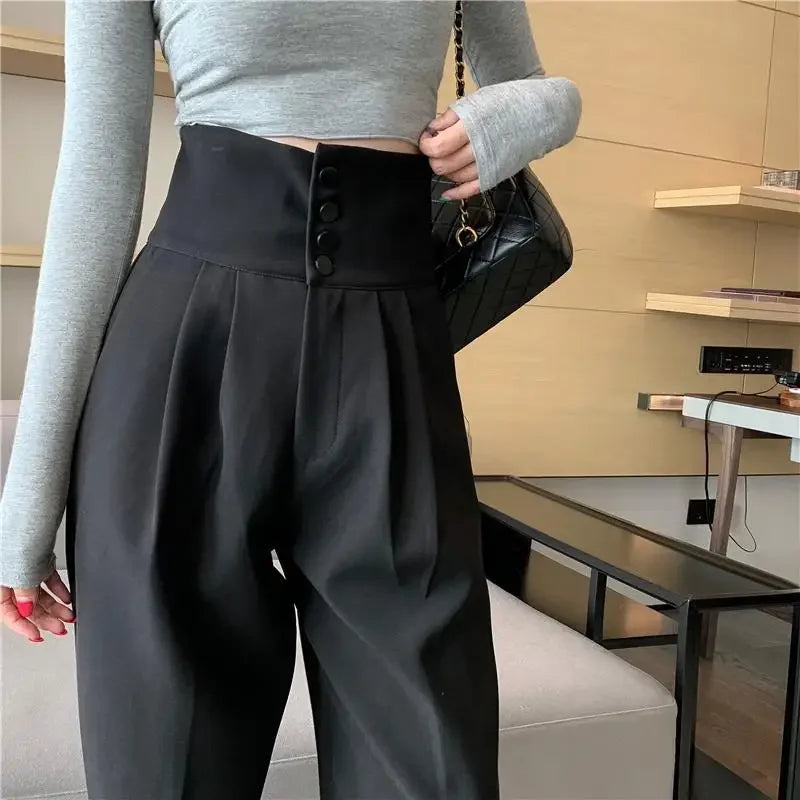 Pants Women Trendy Harem Full Length Trousers Solid High Waist Leisure All-match Newest Popular Classic Daily Vintage Streetwear